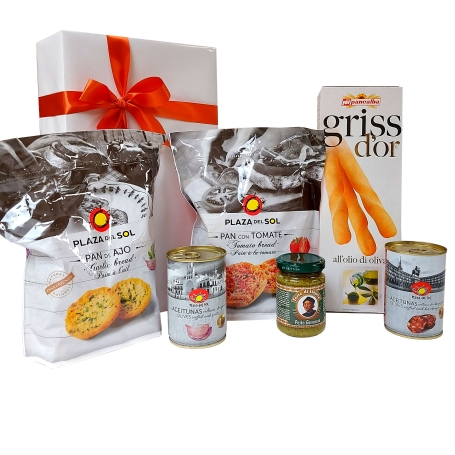 Gift package with Italian and Spanish snacks
