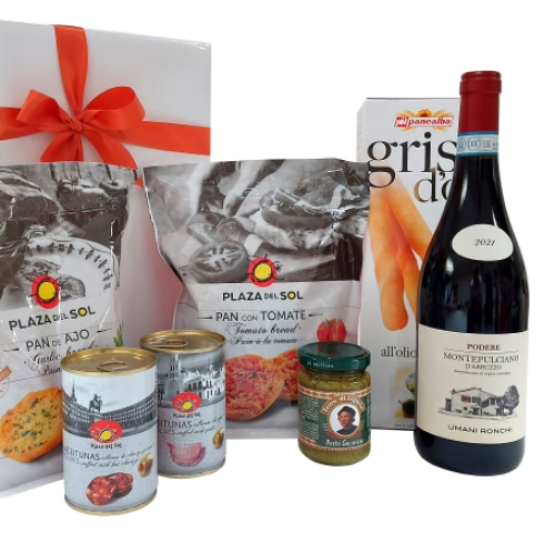 geschenkpakket  met rode Italiaanse wijn als geschenk