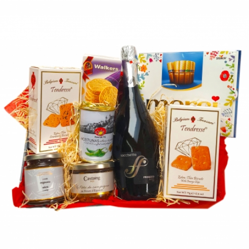 Geschenkmand met Italiaanse Prosecco bestellen en leveren